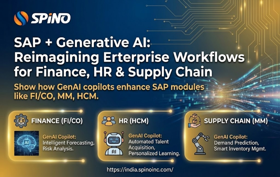 SAP Generative AI dashboard showing Finance and Supply Chain insights powered by Joule
