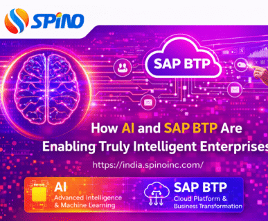 Digital dashboard showing how AI and SAP BTP for Intelligent Enterprises automate supply chain forecasting and inventory management.